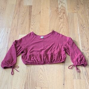 Aerie Women’s Cropped Ruffle Hem Top - Dusty Rose